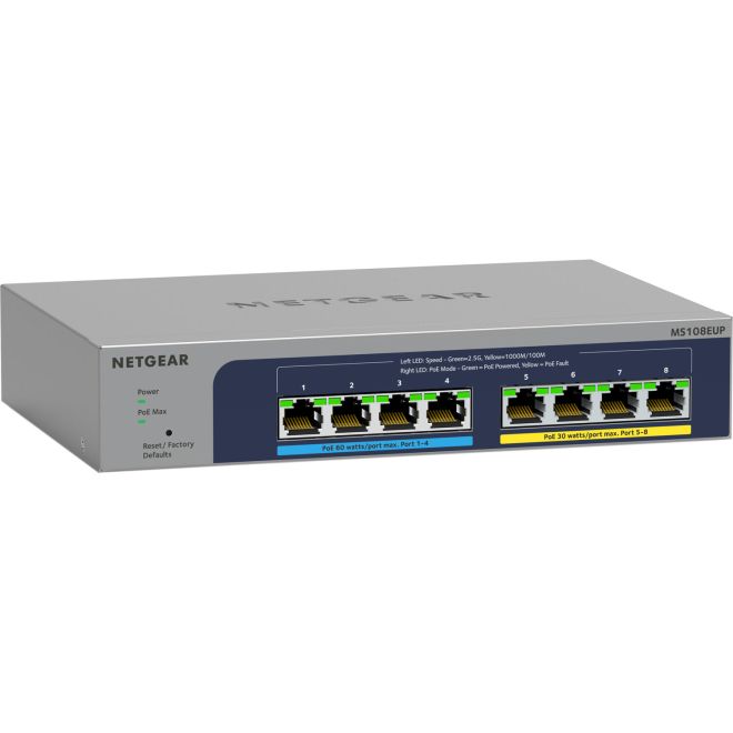 NETGEAR (MS108EUP) 8-PORT MANAGED ULTRA POE SWITCH, 2.5G(8), POE+(4 ...